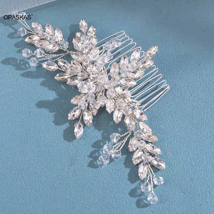 Peigne à cheveux en cristal brillant, accessoires pour cheveux de mariage, pinces à cheveux en strass, couvre-chef, Barrettes de couleur rose/argent, bijoux