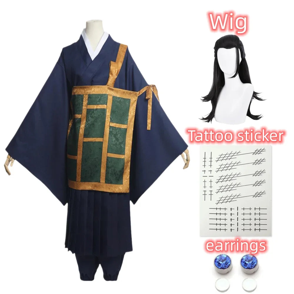 Jujutsu Kaisen Geto SuNAFTA u Cosplay Costume, Black Blue Kimono, Uniform Sв, Anime Everthe, Halloween Costumes for Women and Men