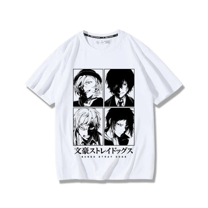 Suspense Anime Bungo chiens errants impression créative été hommes 100% coton T-Shirt en plein air décontracté rue tendance vêtements pour hommes