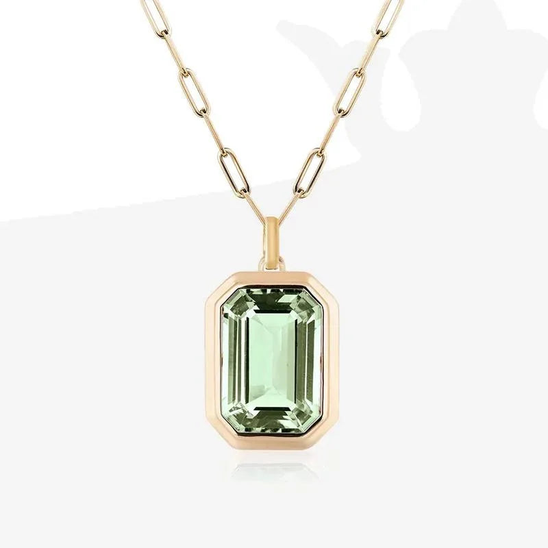 Collier pendentif en forme carrée en cristal clair pour femmes, plaqué or, chaîne à maillons en acier inoxydable, bijoux tendance, nouvelle collection
