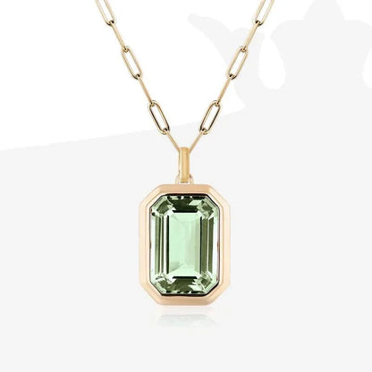 Collier pendentif en forme carrée en cristal clair pour femmes, plaqué or, chaîne à maillons en acier inoxydable, bijoux tendance, nouvelle collection