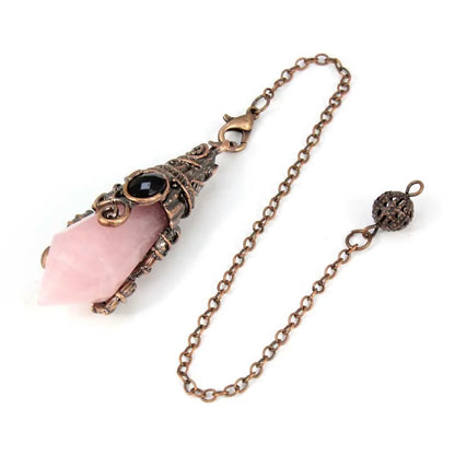 Pendentif pendule en cristal à 12 facettes, pour la Divination radiesthésie, pierre naturelle, améthyste, Quartz Rose, amulette, spirituel, bijoux