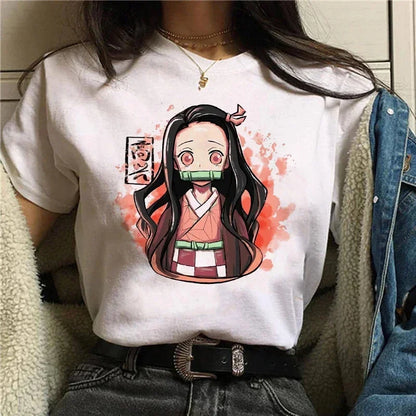 Démon Slayer T-shirt femmes Kimetsu No Yaiba Nezuko T-shirt femme Tanjirou Kamado graphique T-shirt japonais Anime Manga T-shirt