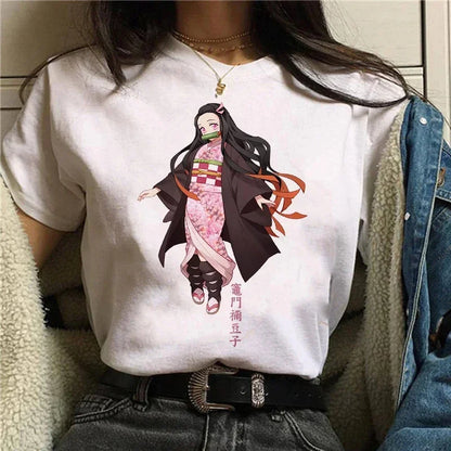 Démon Slayer T-shirt femmes Kimetsu No Yaiba Nezuko T-shirt femme Tanjirou Kamado graphique T-shirt japonais Anime Manga T-shirt