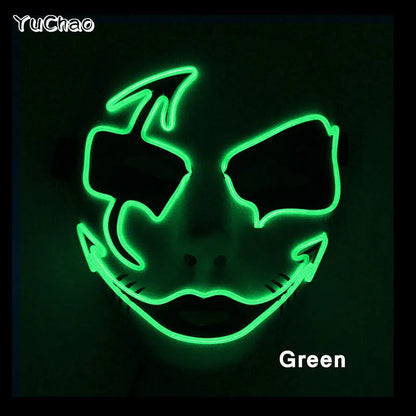 Masque lumineux pour Costume d'halloween, masque de Cosplay LED Demon Slayer pour hommes et femmes, accessoires de maison hantée d'horreur