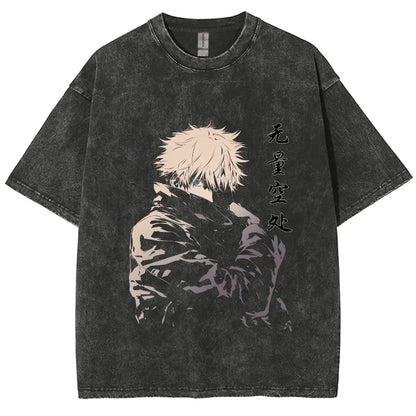 Anime Jujutsu Kaisen Gojo Satoru T-Shirts Washed Men Women Cotton Harajuku T-Shirts Ryomen Sukuna Retro Men's Women's Top Tees