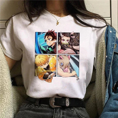 Démon Slayer T-shirt femmes Kimetsu No Yaiba Nezuko T-shirt femme Tanjirou Kamado graphique T-shirt japonais Anime Manga T-shirt