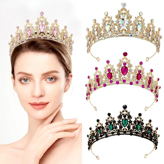 Couronne en cristal pour femme, diadème pour patients, bande de sauna en biscuits, bijoux pour cheveux, couronne de fête Queen, robe de mariée, accessoires pour cheveux, cadeau