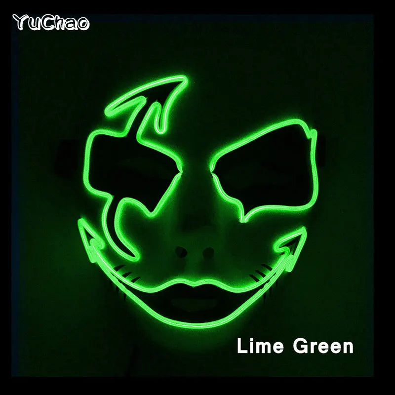 Masque lumineux pour Costume d'halloween, masque de Cosplay LED Demon Slayer pour hommes et femmes, accessoires de maison hantée d'horreur