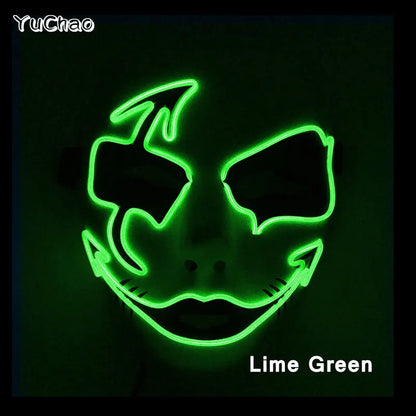 Masque lumineux pour Costume d'halloween, masque de Cosplay LED Demon Slayer pour hommes et femmes, accessoires de maison hantée d'horreur