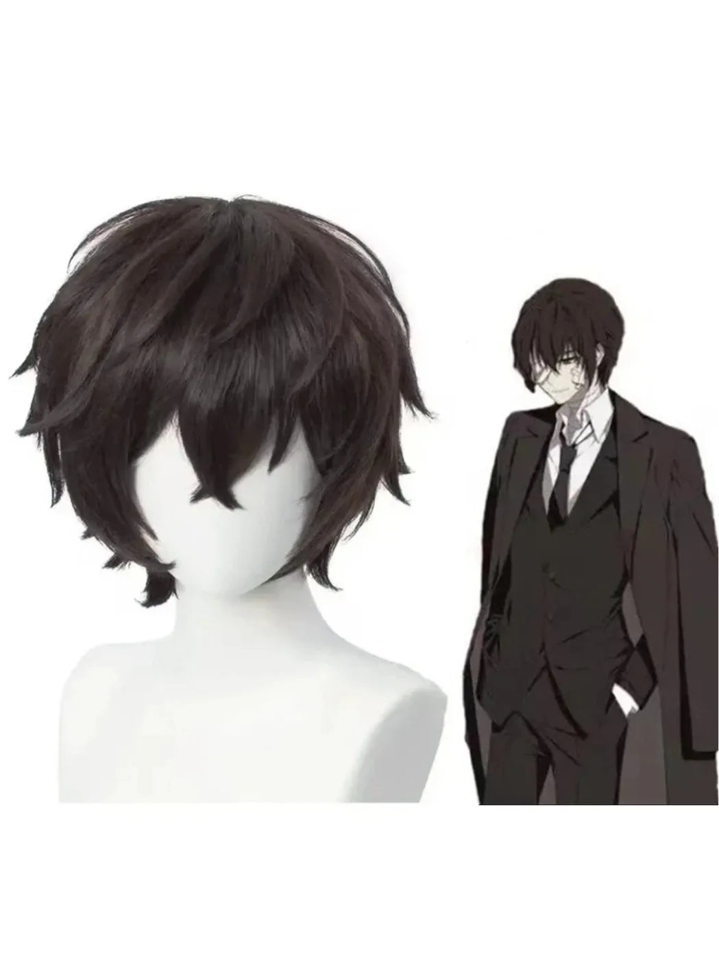 Perruque de Cosplay Dazai Osamu de haute qualité, perruques synthétiques courtes brunes résistantes à la chaleur pour chiens errants, Anime Bungo