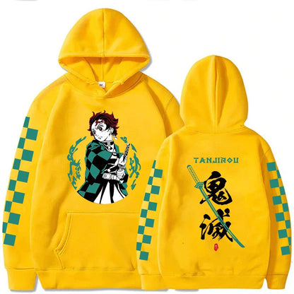 Japanese Anime Demon Slayer Tanjiro Kamado Hoodie Men Women Y2k Harajuku Unisex Casual Pullover Tops Clothing