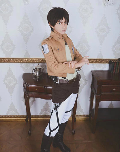 Attack on Titan Cosplay Costume, Anime Shingeki no Kyojin Cosplay, Jacket Coat, Eren Scout Legion, Green Cape Coat, Halloween