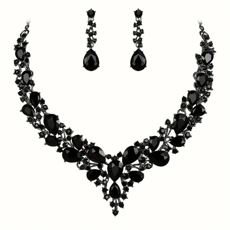 Ensemble de bijoux à la mode pour femmes, 3 pièces, luxueux, minimaliste, strass, boule de cristal, collier, boucle d'oreille, ensemble d'accessoires pour femmes