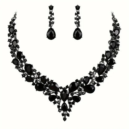 Ensemble de bijoux à la mode pour femmes, 3 pièces, luxueux, minimaliste, strass, boule de cristal, collier, boucle d'oreille, ensemble d'accessoires pour femmes