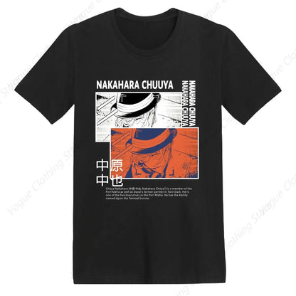 T-Shirt Anime Bungo Stray Dogs - Chemise Homme Unisexe à Manches Courtes - Motif Imprimé Doux et Léger