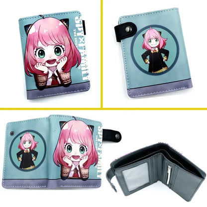 Anime SPY×FAMILY Loid Anya Forger Yor PU Bifold Short Wallets Coin Purse with Inner Zipper Pocket