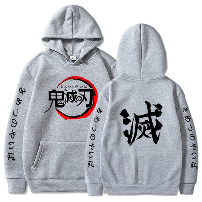 Demon Slayer sweat à capuche pour homme mode lettre graphique imprimé sweats femmes décontracté Harajuku Streetwear pull à capuche Sudaderas