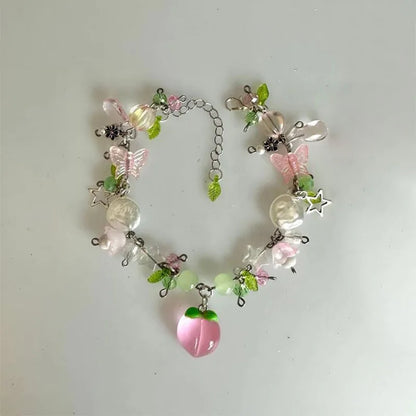 Bracelet à breloques en perles de fraises y2k, cadeau fait à la main