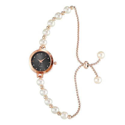 LUCKY FOX nouveau Style minimaliste Bracelet de perles femmes montre à Quartz à la mode petit disque conception lumière luxe bijoux femmes montre