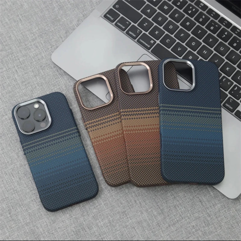 Coque de téléphone Magsafe en Fiber de carbone de luxe, étui antichoc pour iPhone 13 14 15 16 Pro Max, lentille métallique mate, chargement sans fil