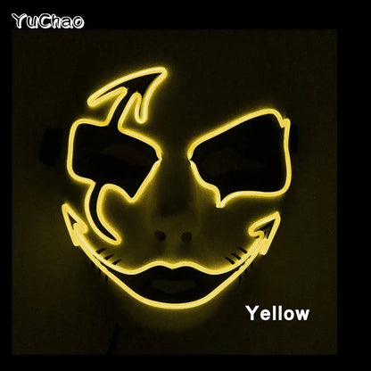 Masque lumineux pour Costume d'halloween, masque de Cosplay LED Demon Slayer pour hommes et femmes, accessoires de maison hantée d'horreur