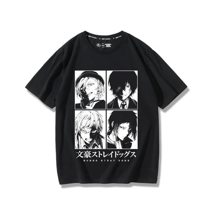 Suspense Anime Bungo chiens errants impression créative été hommes 100% coton T-Shirt en plein air décontracté rue tendance vêtements pour hommes