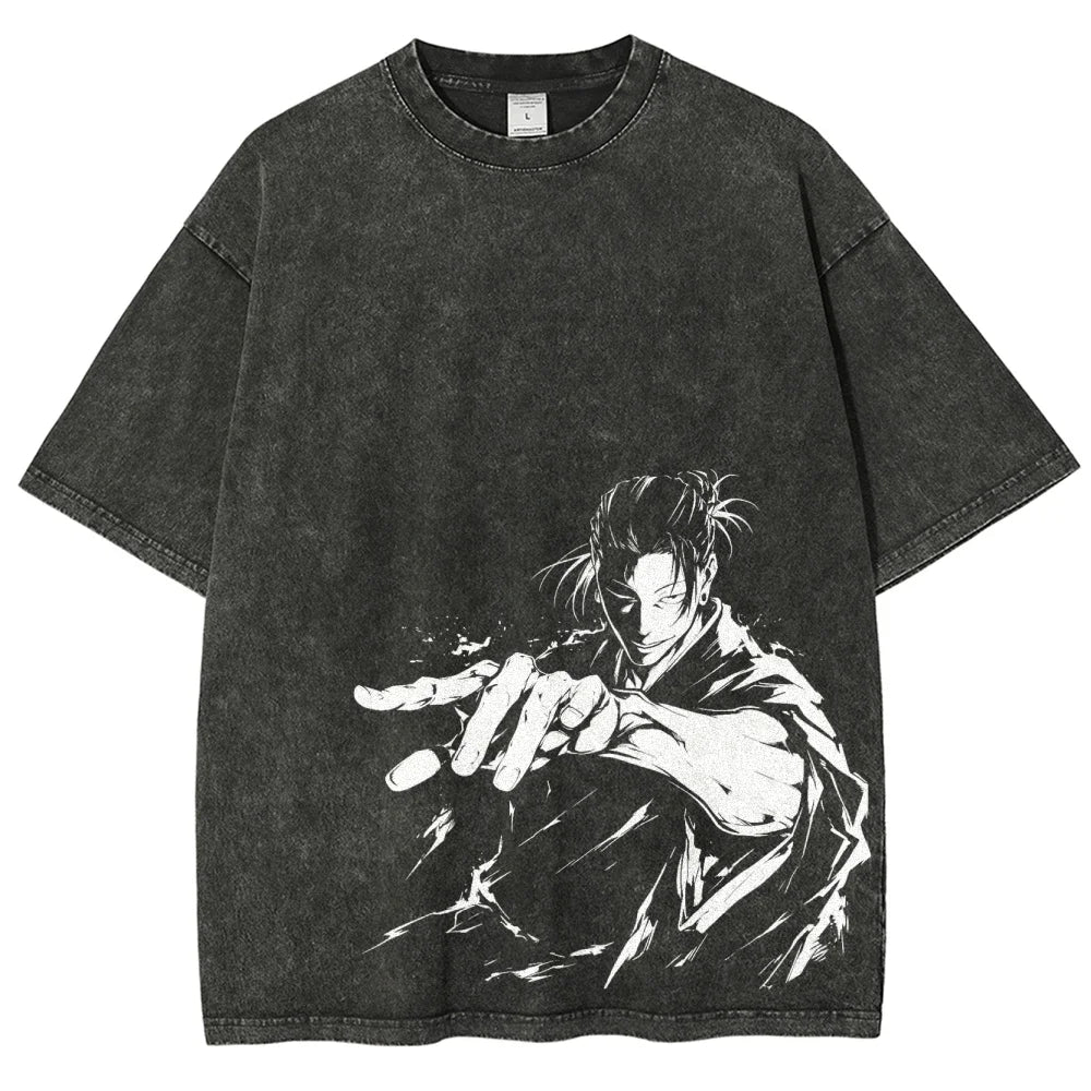 Anime Jujutsu Kaisen Gojo Satoru T-Shirts Washed Men Women Cotton Harajuku T-Shirts Ryomen Sukuna Retro Men's Women's Top Tees