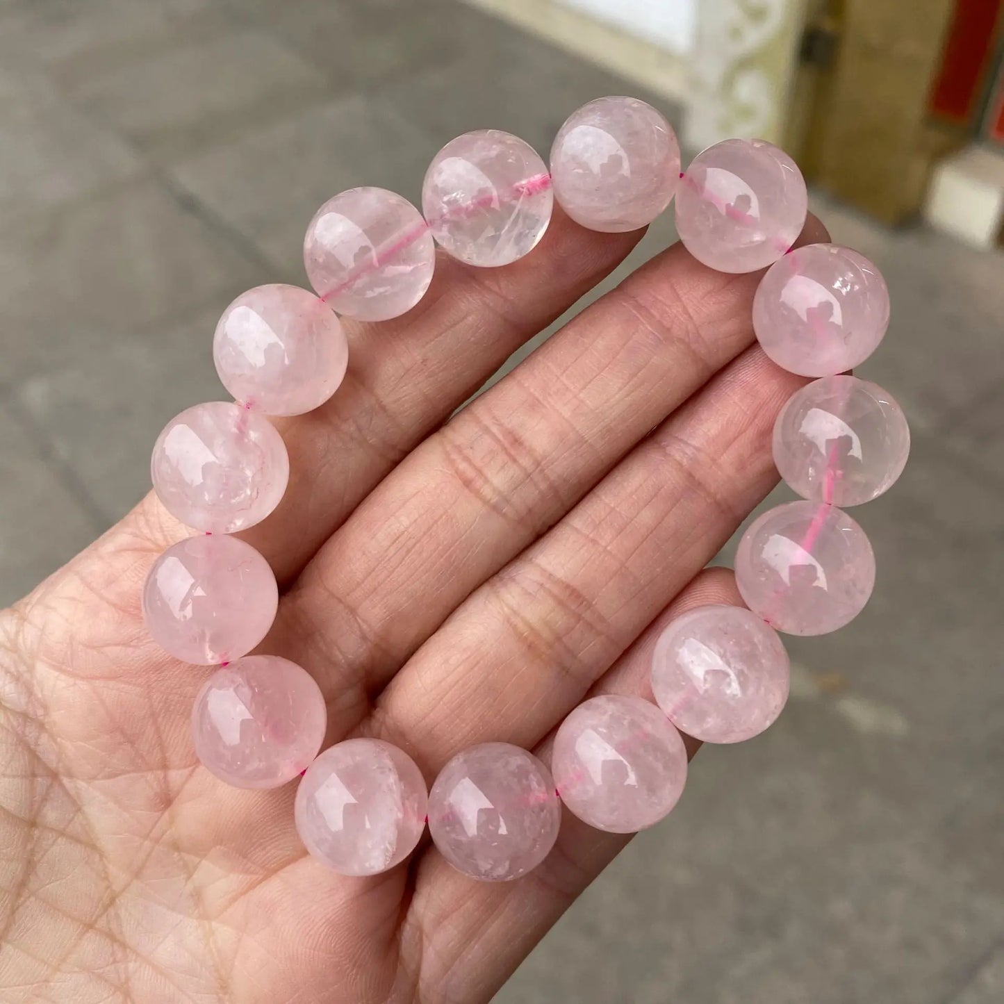 Bracelet en pierre naturelle pour hommes et femmes, perles de Quartz Rose, cristal de guérison, bijoux de Yoga, cadeau, vente en gros