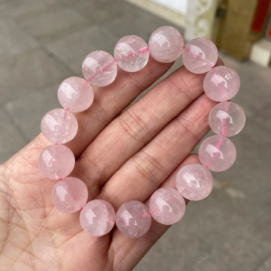 Bracelet en pierre naturelle pour hommes et femmes, perles de Quartz Rose, cristal de guérison, bijoux de Yoga, cadeau, vente en gros
