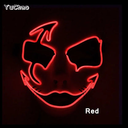Masque lumineux pour Costume d'halloween, masque de Cosplay LED Demon Slayer pour hommes et femmes, accessoires de maison hantée d'horreur