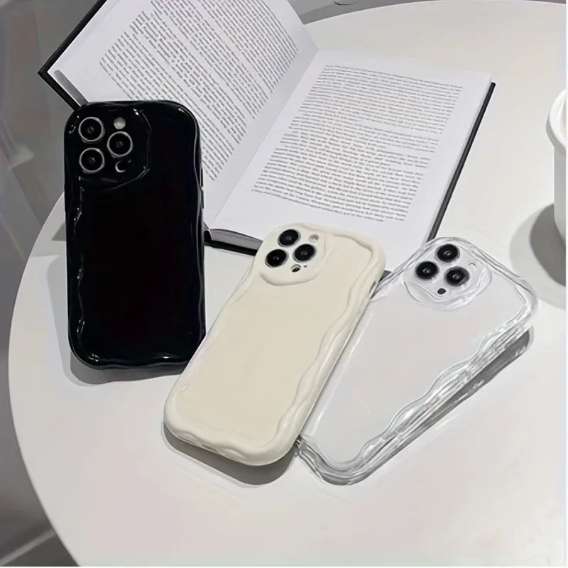 Coque de téléphone antichoc 3D Wave, jolie et décontractée, pour iPhone 16 Pro Max 15 14 13 12 11 XS X XR 7 8 Plus SE2, housse de Protection d'objectif d'appareil photo