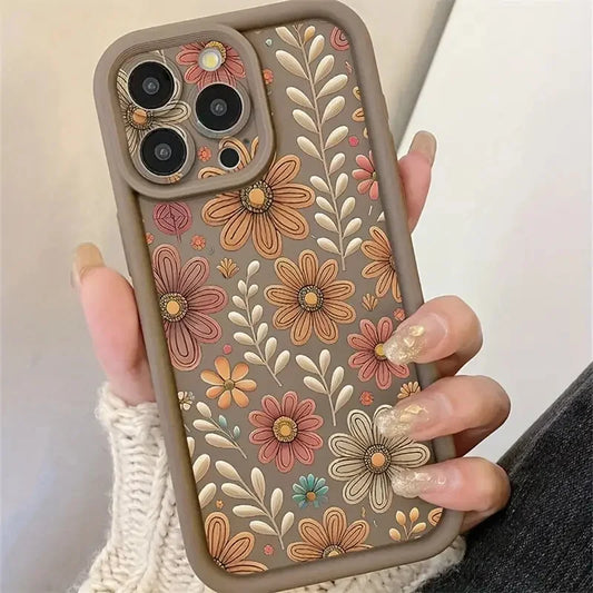 1 coque de téléphone à motif floral avec protection d'appareil photo, adaptée à l'iphone 11 Pro Max/12 Pro Max/13 Pro Max/14 Pro Max/15 Pr