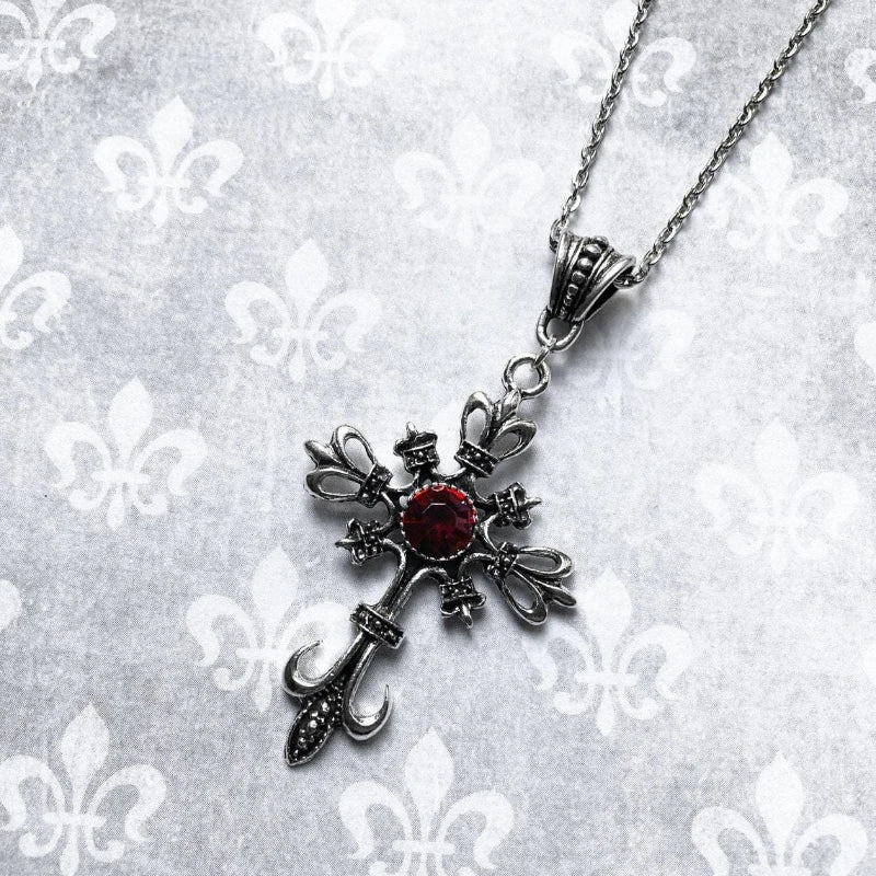Grand collier de croix chrétienne baroque couleur argent avec cristaux, Crucifix gothique et bijoux de pâques, Crucifix à bijoux unisexe