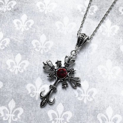 Grand collier de croix chrétienne baroque couleur argent avec cristaux, Crucifix gothique et bijoux de pâques, Crucifix à bijoux unisexe