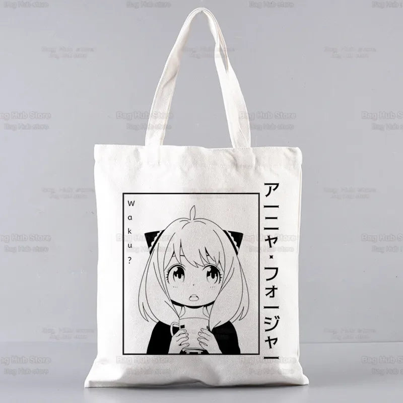 Spy X Family Shopper sac impression toile Anime Kawaii Anya Forger sac fourre-tout sacs à main SPYFAMILY femmes sac Harajuku sacs à bandoulière