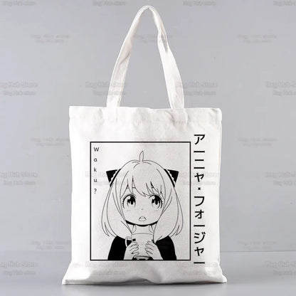 Spy X Family Shopper sac impression toile Anime Kawaii Anya Forger sac fourre-tout sacs à main SPYFAMILY femmes sac Harajuku sacs à bandoulière