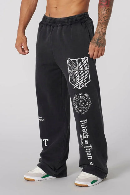 YOUNGLA American Cartoon Attack on Titan Jogger Cotton Wool Printed Wide Leg Pants