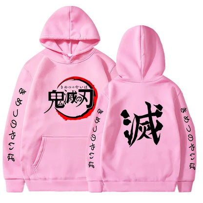 Demon Slayer sweat à capuche pour homme mode lettre graphique imprimé sweats femmes décontracté Harajuku Streetwear pull à capuche Sudaderas