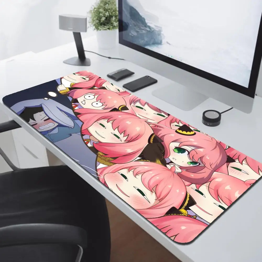 Anya Forger Kawaii Anime Spy X Family Mausepad Media Natural Rubber Non-Slip Desk Mouse Pad Large Locking Edge 900x400