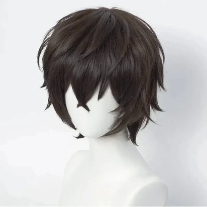 Perruque de Cosplay Dazai Osamu de haute qualité, perruques synthétiques courtes brunes résistantes à la chaleur pour chiens errants, Anime Bungo