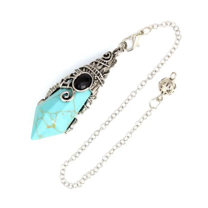 Pendentif pendule en cristal à 12 facettes, pour la Divination radiesthésie, pierre naturelle, améthyste, Quartz Rose, amulette, spirituel, bijoux