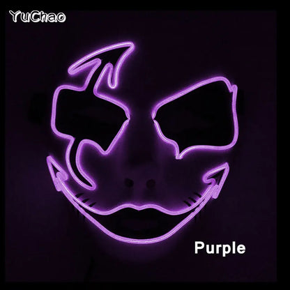 Masque lumineux pour Costume d'halloween, masque de Cosplay LED Demon Slayer pour hommes et femmes, accessoires de maison hantée d'horreur