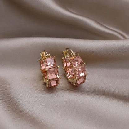 Boucles d'oreilles carrées en cristal gris plaqué or, nouveau Design coréen, bijoux à la mode, accessoires de travail quotidiens élégants pour femmes, 2023