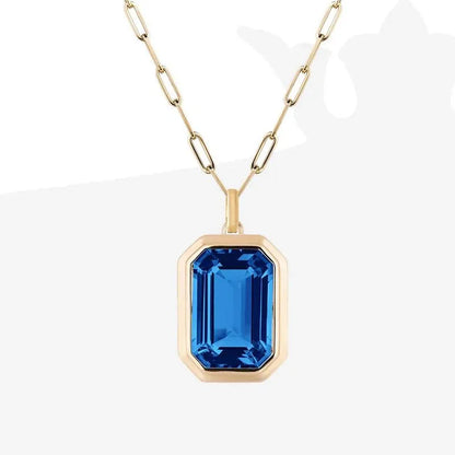 Collier pendentif en forme carrée en cristal clair pour femmes, plaqué or, chaîne à maillons en acier inoxydable, bijoux tendance, nouvelle collection