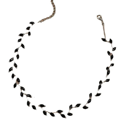 Collier en cristal de Style coréen, Simple et polyvalent, chaîne de clavicule de Style court en cristal noir, accessoires élégants, bijoux
