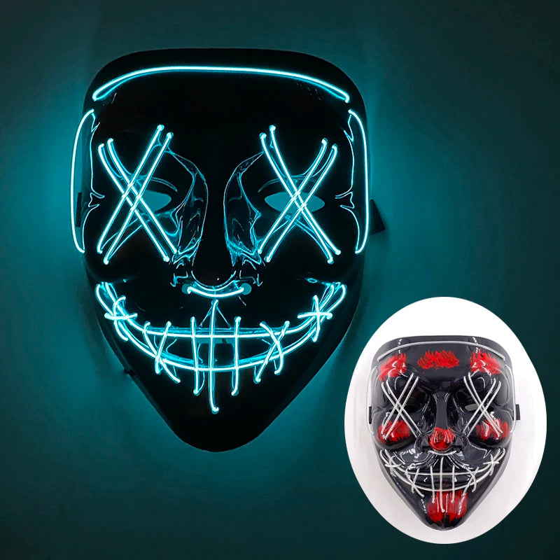 Masque lumineux pour Costume d'halloween, masque de Cosplay LED Demon Slayer pour hommes et femmes, accessoires de maison hantée d'horreur