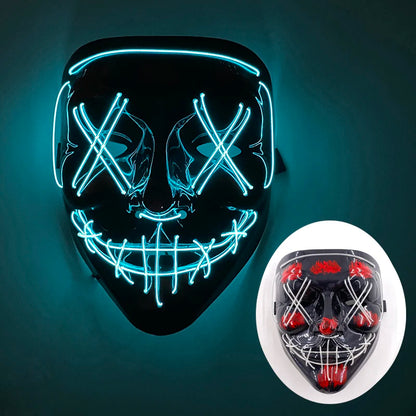 Masque lumineux pour Costume d'halloween, masque de Cosplay LED Demon Slayer pour hommes et femmes, accessoires de maison hantée d'horreur