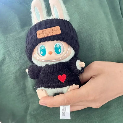 New Doll Clothes Pendant Set, LABUBU Bear Hat Love Sweater Set, DIY Doll Accessories, Funny and Cute Baby Clothes, Christmas Gifts