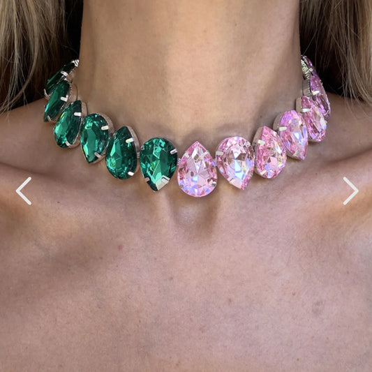 Grand collier ras du cou en cristal pour femme, biscuits en cristal, déclaration vintage, bijoux de cou de mariage, décoration de fête de luxe